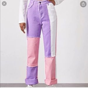 Shein Patchwork High Waisted Pants
